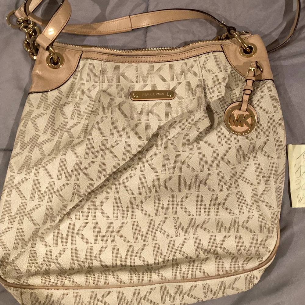 Michael Kors Monogram Leather White and Beige Shoulder/crossbody bag
